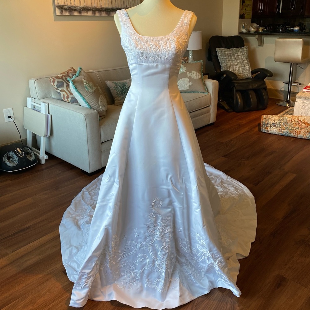 SALE- Beautiful Embroidered Empire Waist Wedding Gown